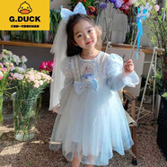 G.DUCKKIDS冰雪奇緣愛莎公主裙春秋新款女童愛沙長(zhǎng)裙兒童洋氣裙子紗裙連衣裙 淺藍(lán)色 110 建議身高100-110cm年齡4-5