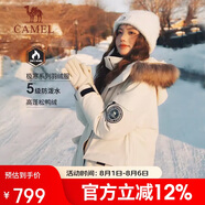 駱駝（CAMEL）戶外極寒派克工裝毛領(lǐng)情侶款羽絨服保暖加厚中長款外套
