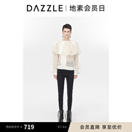 DAZZLE地素套頭長(cháng)袖毛衫秋冬時(shí)尚優(yōu)雅鏤空設計毛衣上衣女 白色 M
