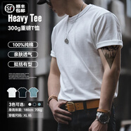 馬登工裝300g重磅t恤男夏季三本針純棉正肩短袖男士白色半袖打底衫 白色 【cleanfit/衣服男裝夏季】 XL (180) 【順豐24h速發(fā)】