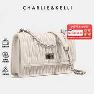 CHARLIE&KELLI?CK品牌包包女包奢侈品牌2025新款送女友生日禮物菱格鏈條包斜挎 米白【京倉(cāng)配送 贈(zèng)禮袋+賀卡】