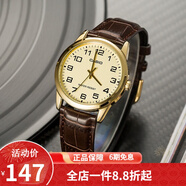 卡西歐（CASIO） 卡西歐(CASIO)男表休閑簡約石英皮帶手表學生腕表商務送男友禮物 MTP-V001GL-9B