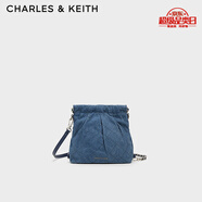 CHARLES&KEITH迷你菱格流浪包單肩斜挎雙肩包包女包生日禮物CK2-60782390 Denim Blue深牛仔藍色 S