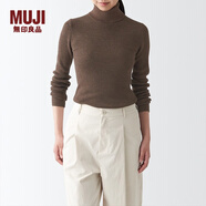 無印良品（MUJI）女式 羅紋可水洗高領(lǐng)毛衣 長袖打底針織衫上衣毛衫 BAG01A1A 深咖啡色 M 160/84A