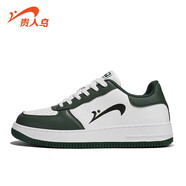貴人鳥(niǎo)貴人鳥(niǎo)板鞋男輕便小白鞋情侶休閑鞋秋秋新款空軍一號鞋子女運動(dòng)鞋 白色 綠色(男款) 44