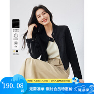梵希蔓黃色美式復(fù)古短外套女2025年春季新款小個(gè)子拼接設(shè)計(jì)感上衣 M5675 黑色 L