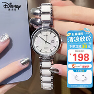 迪士尼（Disney）女款手表簡(jiǎn)約時(shí)尚ins風(fēng)鋼帶腕表輕奢小眾女士手表陶瓷白送女生