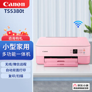 佳能（Canon） TS5380t打印機(jī)家用小型手機(jī)彩色照片噴墨無(wú)線復(fù)印掃描智能一體機(jī)辦公學(xué)生雙面 粉5380套餐3【8瓶墨+140相紙+塑封機(jī)