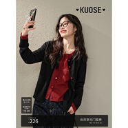闊色（kuose）假兩件針織衫開(kāi)衫外套毛衣女2025春季新款內(nèi)搭打底衫上衣秋冬 黑色 S