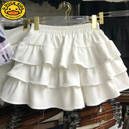 G.DUCKKIDS女童半身裙夏季洋氣兒童蛋糕裙短裙女孩蓬蓬裙公主裙褲中大童裙子 3層荷葉裙白色 150 cm 建議11-12歲