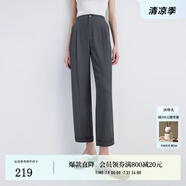 迪賽尼斯（DESIGNICE）【持續(xù)涼感】2024夏新款通勤顯瘦九分褲百搭高腰休閑褲女 灰色 S