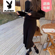 花花公子（PLAYBOY）品牌2025年秋冬新款女裝韓國(guó)氣質(zhì)套頭毛衣時(shí)尚搭配針織吊帶連衣裙 黑色 均碼