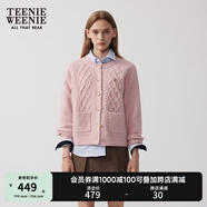 Teenie Weenie小熊針織開(kāi)衫女春季時(shí)尚簡(jiǎn)約風(fēng)優(yōu)雅溫柔毛衣短外套女 粉紅 L (170)