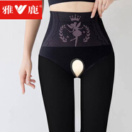 雅鹿小個(gè)子開(kāi)檔連褲襪秋冬季水光襪光腿神器加絨打底褲絲襪女肉色高腰 200克薄絨黑色 開(kāi)襠款 M 小碼-身高140-155C-踩腳