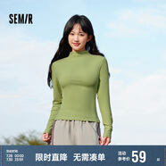 森馬（Semir）長袖T恤女半高領(lǐng)吸濕發(fā)熱抗菌2024冬緊身抓絨打底衫109724101001