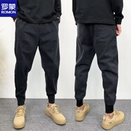 羅蒙（ROMON）牛仔褲男秋季新款潮流百搭黑色束腳痞帥羅卜跨褲休閑彈力哈倫褲子 K909黑色 M