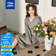 唐獅（TonLion）2023連帽打底連衣裙女針織裙內(nèi)搭打底長裙 淺麻灰 S 