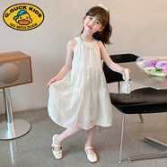 G.DUCKKIDS女童2025夏短袖連衣裙兒童花仙網(wǎng)紗公主裙寶寶生日高端洋氣蓬蓬裙 457米白 150