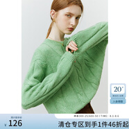 范思藍(lán)恩22FS4488圓領(lǐng)絞花馬海毛毛衣女秋冬內(nèi)搭針織衫寬松慵懶風(fēng) 淺草綠 S