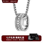 銘揚(yáng)飾海 925銀項(xiàng)鏈男士圓環(huán)吊墜潮流個(gè)性簡(jiǎn)約百搭男款時(shí)尚配飾禮物送男友 【古巴圓環(huán)】純銀吊墜+鋼鏈60cm