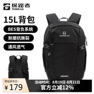探路者（TOREAD）雙肩背包戶外徒步旅行通勤登山包15L輕便防潑水透氣書包 黑色