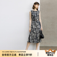 顏域設計感時尚連衣裙女2024新款秋季裙子氣質(zhì)連身裙中長款背心裙 黑白花 2XL
