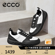 愛步（ECCO）板鞋男鞋 男士休閑鞋拼色厚底牛皮明星同款男鞋 街頭720 520814 黑色/白色52081450669 42