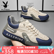花花公子鞋子男鞋2025春季新款透氣休閑跑步阿甘運動(dòng)鞋潮流軟底德訓板鞋男 米藍 39