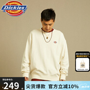 dickies春夏logo貼布繡休閑美式圓領(lǐng)毛圈衛(wèi)衣寬松男女情侶裝 奶油色 XL