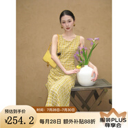 鷺青一原創(chuàng)【葉輕舟】復古格紋無袖連衣裙女夏季雪紡印花背心長裙 格子（第三批） M