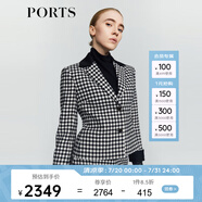 PORTS 寶姿秋冬新品女裝時尚千鳥格夾克外套LM9J030NFF099 黑色格子 XS (2)
