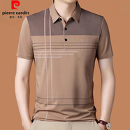 皮爾卡丹（pierre cardin）中年男士純棉短袖t恤爸爸裝2025年夏季薄款POLO衫休閑半袖上衣服 短1903卡其 S 165 推薦90-120斤