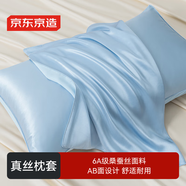 京東京造 真絲枕套 6A級(jí)桑蠶絲 絲綢純色枕頭套 48x74cm 單只裝 云水藍(lán)