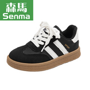 森馬德訓鞋兒童運動(dòng)鞋男童女童2025冬季新款鞋子皮面軟底兒童低幫 黑色 26