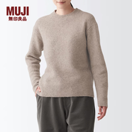 無印良品 MUJI 女式 含牦牛絨駱駝絨圓領(lǐng)毛衣 長袖針織衫秋 冬季 深咖啡色 M -L(165/88A)