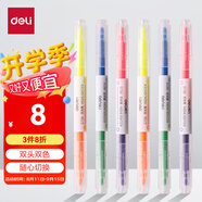 得力（deli）雙頭雙色醒目熒光筆 學(xué)生考試重點(diǎn)標(biāo)記筆 繪畫(huà)涂鴉手賬筆辦公水性記號(hào)筆 3支6色S736