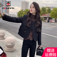 AEMAPE外套女2025春秋新款小香風(fēng)短外套女潮純色設(shè)計(jì)感歐貨夾克女上衣 黑色 L 【建議110-120斤】