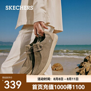 斯凱奇（Skechers）男鞋夏季商務(wù)休閑鞋季百搭時尚帆布鞋舒適復(fù)古一腳蹬66387 卡其色/KHK 42.5