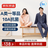 京東京造【10A抑菌】A類一等品50支純棉情侶睡衣女男春家居服淺粉 M