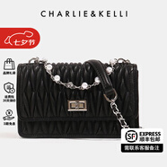 CHARLIE&KELLI?CK品牌包包女包奢侈品牌2025新款送女友生日禮物菱格鏈條包斜挎 黑色【代寫賀卡 贈(zèng)品牌禮袋】