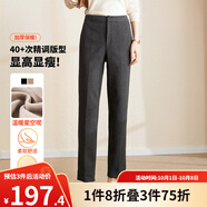 歐莎（OSA）加厚毛呢西裝褲子女秋冬2025年新款高腰煙管褲休閑直筒褲 深灰色 M