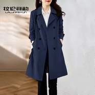 拉倫菲韻高端品牌 風(fēng)衣女中長(cháng)款2025春秋新款韓版收腰顯瘦小個(gè)子大衣外套 丈青 3XL 【135-170斤】