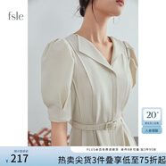 FANSILANEN夏季正式場合法式職業(yè)連衣裙女夏新款氣質收腰面試裙子通勤連衣裙 米色 M