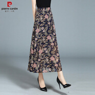 皮爾卡丹（PIERRE CARDIN）2025夏季新款雪紡a字半身裙中長款高腰開叉大擺春秋碎花長裙子女 腰果花 M 建議88-102斤