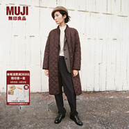 無印良品（MUJI）女式 可水洗絎縫大衣外套女款棉服冬菱格棉衣中長款女裝 BD0YVA4A 深棕色 L (165/88A)