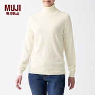 無印良品 MUJI 女式  天竺 高領(lǐng)毛衣 女款黑色長袖針織衫秋冬毛衫BAG05A0A 米白色 S