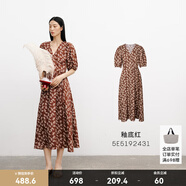 麥檬MM商場(chǎng)同款2023春夏新款冰絲碎花裙子法式連衣裙女5E4392541 釉底紅5E5192431-1 XS