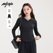 MJ STYLE仿羊絨連帽修身開衫外套女2025秋季新款短款收腰顯瘦氣質(zhì)百搭上衣