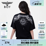 BOY LONDON【暗黑羅盤】夏情侶款短袖權(quán)杖印花炸街潮牌T恤N01906 黑印銀N01906 經(jīng)典升級(jí)款 S