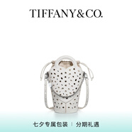 蒂芙尼【七夕禮物】 Return to Tiffany 系列白色皮革迷你鏤空斜挎包
